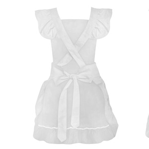 White Apron Dress Women Japanese Maid Costume Sleeveless Solid Color Work Uniform Anime Cosplay Role Play Outfit - Product Image 2