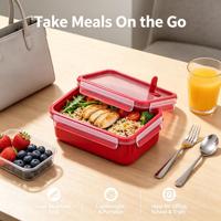 Boîte à lunch rectangulaire en plastique sans BPA avec clips de verrouillage, compatible micro-ondes, récipient de stockage alimentaire, boîte de préparation des repas pour la maison et le bureau