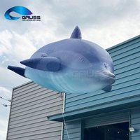 Delfin gonflable géant de 8 m pour spectacle de drones en extérieur, modèle de poisson volant bleu dégradé pour événements publicitaires de grande envergure