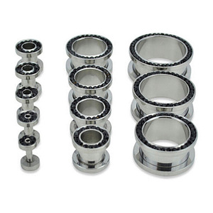 Gauges d'oreille en acier inoxydable avec strass |   Tunnels pour l'oreille polis PVD |   Bijoux scintillants pour piercing pour les amateurs de plugs et de dilatateurs d'oreilles - Product Image 5
