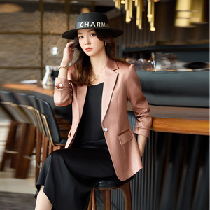 Women's <b>Suit</b> Jacket Off White Single <b>Button</b> Slim Fit Anti Wrinkle Blazer For Work Commuter Autumn Style - Product Image 2