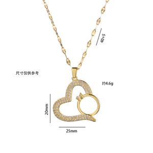 Collar De Acero Inoxidable Gold Silver Couple Stainless Steel Charm Diamond Heart <b>Ring</b> Pendant <b>Necklaces</b> Jewelry for Women Gift - Product Image 6