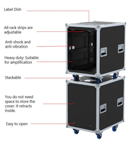 Prêt à expédier, rack de vol en aluminium, porte coulissante supérieure, console 19 pouces, 12U 14U 16U, rack de route audio avec roulettes