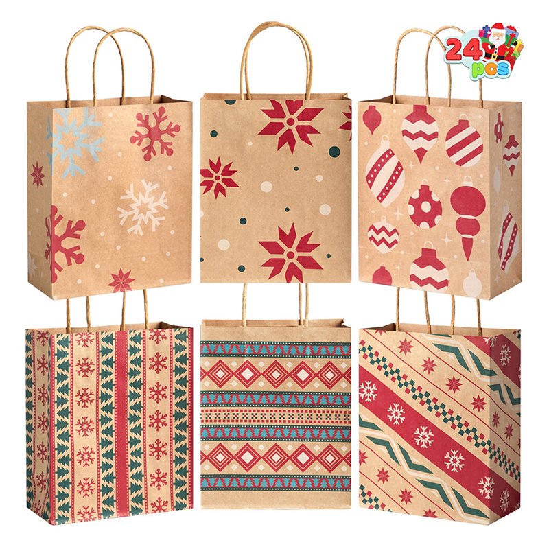 Christmas Paper Gift Bags Packaging With Handle for Holiday Paper Gift Bags, Christmas Goody Bags