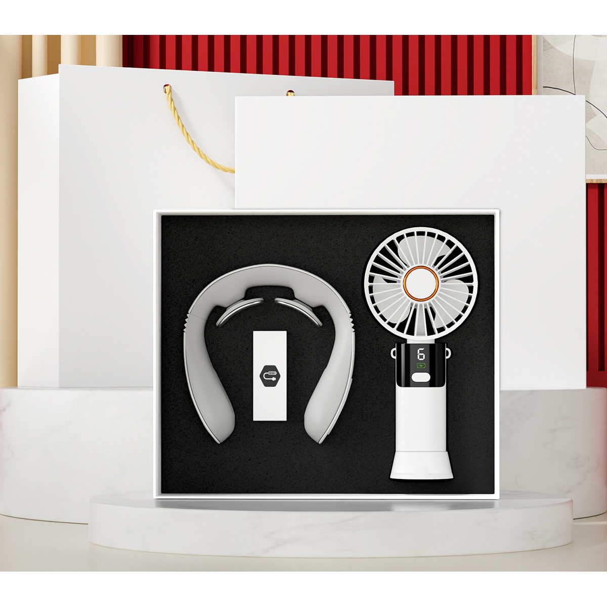 Mini ventilateur + Masseur de cou