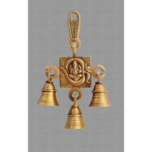 PARIJAT Handicraft Brass Wall Hanging Statue Om Ganesh Design for <b>Home</b> Office or <b>Temple</b> Decor Elegant Door Hanging Sculpture - Product Image 1