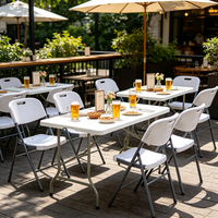 Tables et chaises pliantes en plastique pour études et fêtes, table de banquet pliable