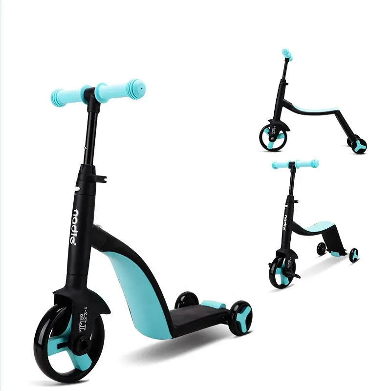 Scooter infantil de 3 em 1, scooter para crianças com três rodas e altura ajustável