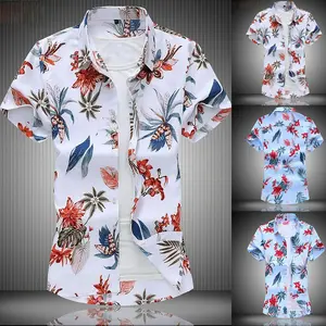 Casual Praia Floral Camisa dos homens de Verão Manga Curta Camisas Havaianas Para Homens Plus Size Quick Dry Tee Shirt Homens Roupas Camisa