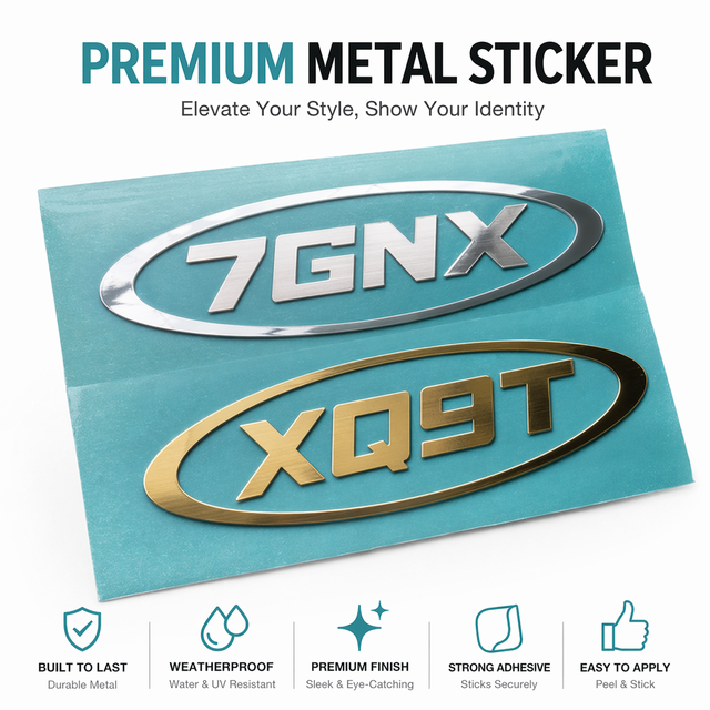 Custom Premium Metal Sticker Waterproof Transfer Sticker Strong Adhesive Logo Label for Laptop Phone Car Branding