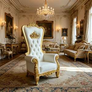 Sedia Nuziale <span class=keywords><strong>in</strong></span> <span class=keywords><strong>Legno</strong></span> Massello Stile Europeo con Schienale Alto, <span class=keywords><strong>Sedie</strong></span> Trono Reali Durevoli per Eventi, Banchetti, Hotel, Ristoranti o Salotti - Product Image 2