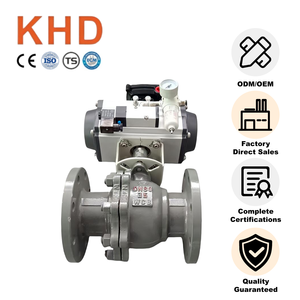High Quality KHD Pneumatic Flanged Ball PTFE <b>Seal</b> DN80 Industrial Automated for Water/Gas Factory Direct Ball Pneumatic Carbon S - Product Image 1