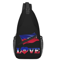Sac bandoulière de haute qualité avec drapeau d'Haïti, personnalisable avec logo, sac de poitrine, sac à dos bandoulière, sac de voyage pour poitrine, en promotion