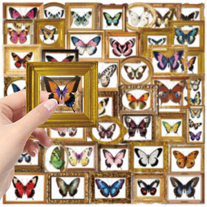 50 Uds. Etiquetas adhesivas de mariposa Retro PET transparentes troqueladas personalizadas <span class=keywords><strong>autoadhesivas</strong></span> e impermeables de PE transparente con Adhesivo de silicona - Product Image 5