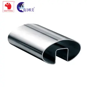 Nhà Máy Tùy Chỉnh Ống Thép Không Gỉ Hàn Trang Trí Hình Bầu Dục Đơn Rãnh Ống - Product Image 1