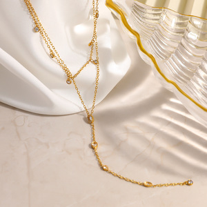 Collana con Ciondolo a Doppio Strato Landy <span class=keywords><strong>Polaris</strong></span> Northern <span class=keywords><strong>Star</strong></span> in Acciaio Inossidabile Placcato Oro con Zirconi per l'Estate - Product Image 4