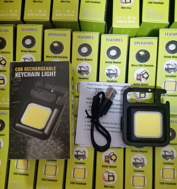 Multifunctional Mini Rechargeable Cob Work Light LED Outdoor Pocket Keychain Waterproof Camping Magnetic Inspection