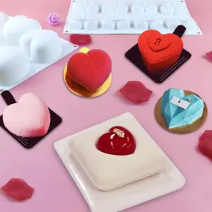 爱心树脂8心硅胶模具法国慕斯蛋糕爱心情人节钻石心烘焙模具