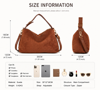 Sac à bandoulière personnalisé en suède PU pour femme, sac hobo tendance, sac à main bandoulière, sac fourre-tout décontracté de luxe avec sangle réglable, OEM ODM