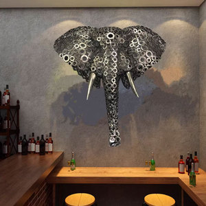 <span class=keywords><strong>Scultura</strong></span> <span class=keywords><strong>da</strong></span> Parete Moderna in Stile Retrò a Forma di Testa di Elefante, in Ferro Intagliato e Inciso, per Decorazione Domestica - Product Image 6