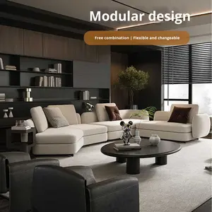 Juego de sofá <span class=keywords><strong>esquinero</strong></span> de tela minimalista italiano de Saint-Germain con patas de acero inoxidable, sofá <span class=keywords><strong>esquinero</strong></span> de fila recta <span class=keywords><strong>para</strong></span> sala de estar grande - Product Image 5