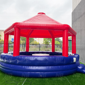 Piscine gonflable rouge et bleue avec auvent, tente de salon circulaire portable pour fêtes dans la cour et rassemblements en plein air - Product Image 2