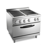 Cuisinière électrique commerciale à 4 brûleurs carrés avec four électrique en acier inoxydable pour une utilisation polyvalente en cuisine