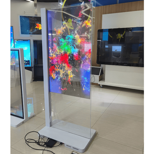 30 Inch Highly Transparent Oled Display Minimalist Structure Glass Body Touch Screen Transparent Oled Visitor Machine