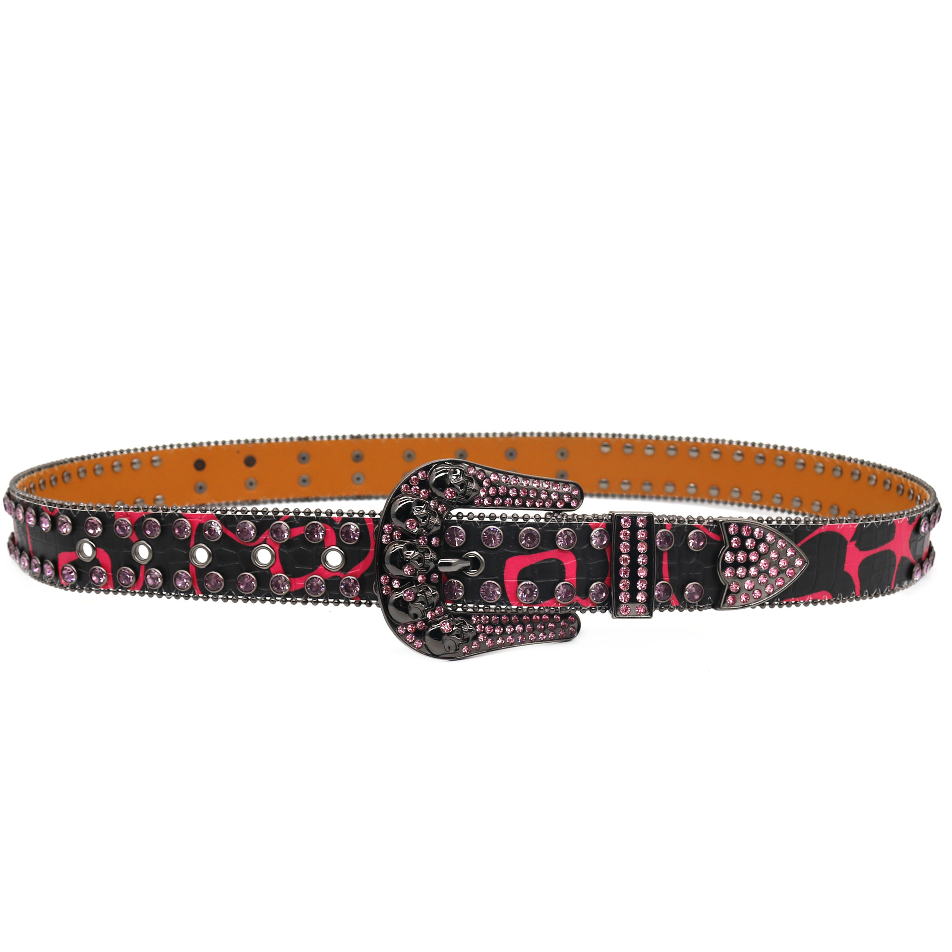 Luxury Pu Leather Skull Cross Bones Belt for Men Western