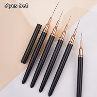 Lot de 5 pinceaux stylo pour nail art, pinceaux liner allongés pour dessin et traçage, stylo professionnel pour la peinture des ongles