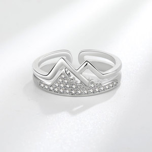 Mountain <b>Adjustable</b> <b>Ring</b> Pave Set Zircon Copper White Gold Plated Waterproof <b>Rings</b> Non Tarnish Jewelry For Women - Product Image 3