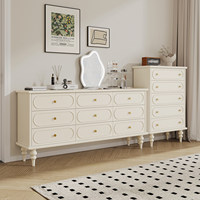 Commode haute moderne européenne de style français, en bois blanc, avec 5 tiroirs profonds pour vêtements, idéale pour chambre, hôpital ou salon