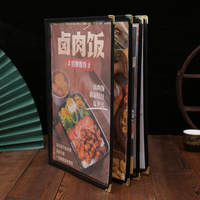 4 Porte-menus de restaurant en cuir transparent à 8 pages avec inserts en PVC transparent, coins noir or/argent, marque JINDA, compatible A4/8x5 pouces