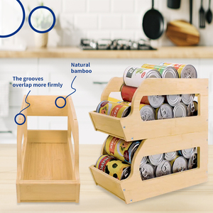 Youlike Soda Can Dispenser Rack Bamboo,Can Dispenser Beer Soda Storage Rack Refrigerador para despensa Gabinete <span class=keywords><strong>de</strong></span> cocina - Product Image 3