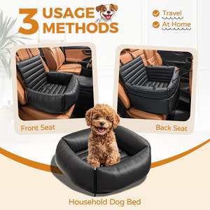 Luxuriöser Multifunktionaler Hunde-Autositz, Rechteckiges Reise-Haustierbett mit Rutschfester Unterseite, Abnehmbar, Waschbar, Einfarbig, im Karton Verpackt - Product Image 4