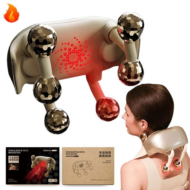 Eveekon Cordless Neck Massager for Pain Relief Deep Tissue Shiatsu Neck and Shoulder Massager with Heat
