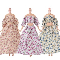 Robe T-shirt en tissu froissé de style fleur en plastique, jupe, pantalon, vêtements décontractés pour poupée de 30 cm, accessoires de vêtements, robe de mode faite à la main