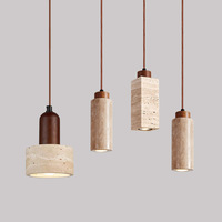 Lampe suspendue en marbre travertin jaune Wabi Sabi LED, angle de faisceau 120°, 3500K blanc chaud, éclairage pour salle à manger et cuisine