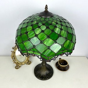 Longhuijing 16-Inch Stained Glass Mediterranean LED E26 Dome Simple Flexible AC Table <b>Light</b> for Living Room Bedroom Office - Product Image 3