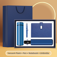 Globales 4-in-1-Geschenkset: Thermosflasche, Notizbuch, Stift, Regenschirm, Top- und Bottom-Box, individuelles Logo, Riemenverschluss, silberne Schnalle, Waren