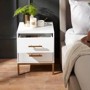 Mesita de Noche Moderna Blanca Ensamblada con 2 Cajones para Dormitorio, Muebles para el Hogar - Product Image 2