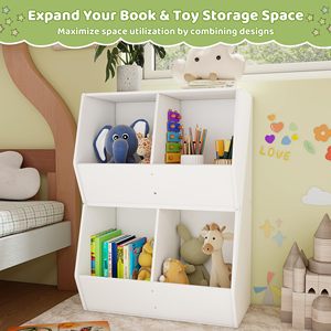 Petite <span class=keywords><strong>armoire</strong></span> empilable, rangement de vente au détail, armoires à rayures, bibliothèque en bois pour enfants et organisateur de jouets - Product Image 4