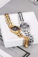 Montre à quartz pour femme en or doré, bracelet en acier inoxydable, cadran à chiffres romains, montre-bracelet élégante pour femmes
