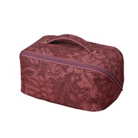 Sac de voyage multifonctionnel vintage en cuir PU gaufré en trois dimensions avec fermeture éclair, résistant à l'usure et de grande capacité, pour cosmétiques et maquillage