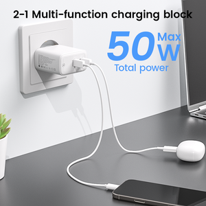 25W PD-Ladegerät UK-Stecker Typ-C-Kabel Dual-Port Wandadapter Zubehör Telefonladegerät USB Typ-C 25W Superschnelles Laden Logo OEM - Product Image 5