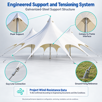 Tente d'événement robuste 13x12m pour complexe hôtelier avec structure galvanisée résistante au vent et auvent Oxford ignifuge pour le glamping LY-8