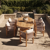 Muebles de Jardín para Todo Clima, Mesa y Sillas de Comedor de Madera de Teca, Muebles de Patio para Exteriores