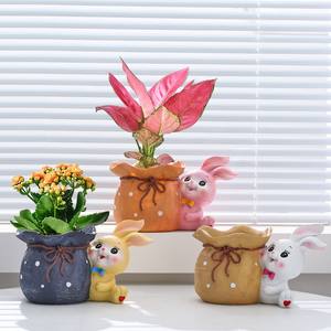 Personnalité créative <span class=keywords><strong>pot</strong></span> de fleurs succulente résine dessin animé mignon bambou décoration de table lapin plante verte <span class=keywords><strong>pot</strong></span> de fleurs - Product Image 3
