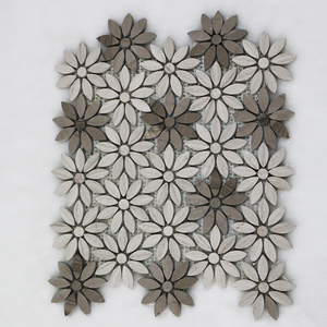 <span class=keywords><strong>Mosaico</strong></span> in Marmo con Design Moderno a Margherita, Mix di Mosaici in Marmo, Mosaici in Marmo con Taglio a Idrogetto per Cucina - Product Image 5
