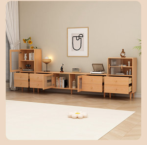 Mesa Auxiliar para Televisión y Mesa de Centro para Sala de Estar, Estilo Madera Original, Mueble de Almacenamiento con Base - Product Image 1